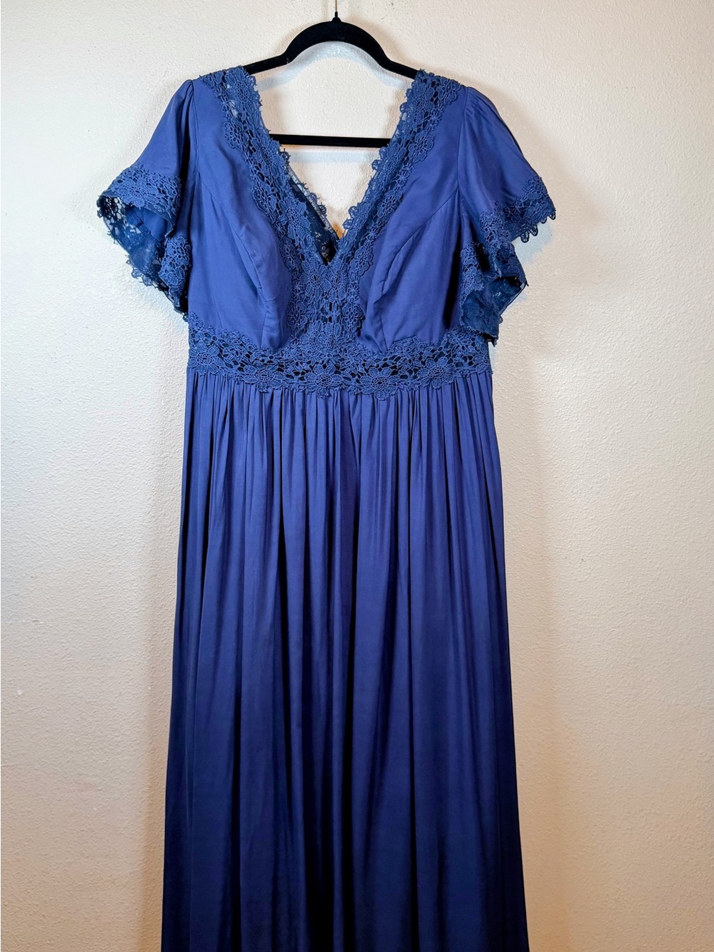 Azazie Royal Blue Crochet-Trim Maxi Dress